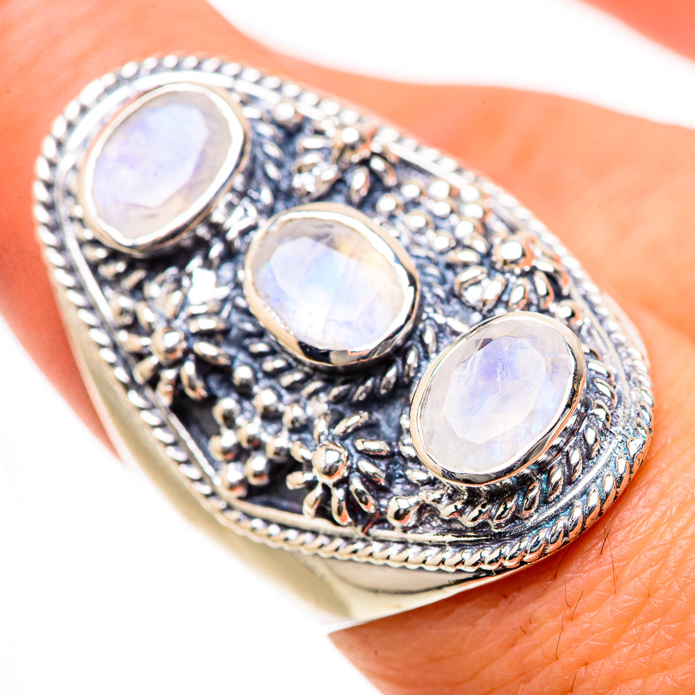 Rainbow Moonstone Rings handcrafted by Ana Silver Co - RING133539