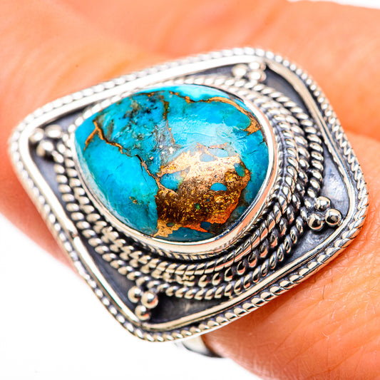 Blue Copper Composite Turquoise Rings handcrafted by Ana Silver Co - RING133546