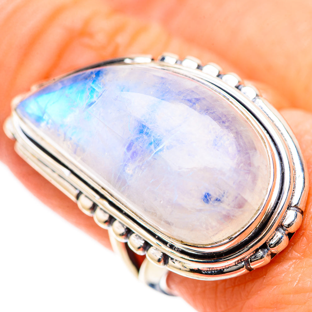 Rainbow Moonstone Rings handcrafted by Ana Silver Co - RING133553