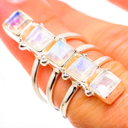 Rainbow Moonstone Rings handcrafted by Ana Silver Co - RING133555