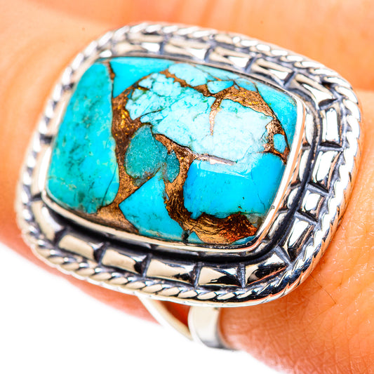Blue Copper Composite Turquoise Rings handcrafted by Ana Silver Co - RING133563