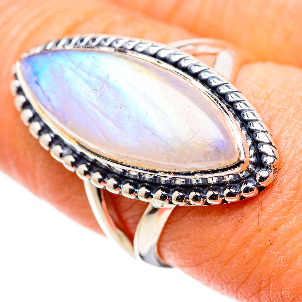 Rainbow Moonstone Rings handcrafted by Ana Silver Co - RING133590