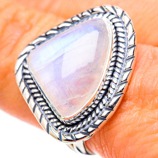 Rainbow Moonstone Rings handcrafted by Ana Silver Co - RING133591