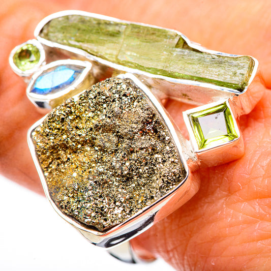 Spectro Pyrite Druzy Rings handcrafted by Ana Silver Co - RING133593
