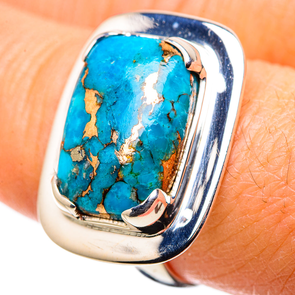 Blue Copper Composite Turquoise Rings handcrafted by Ana Silver Co - RING133601