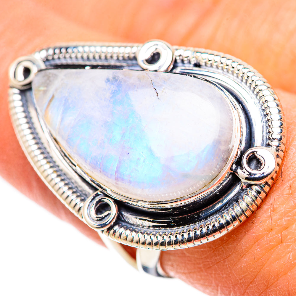 Rainbow Moonstone Rings handcrafted by Ana Silver Co - RING133625
