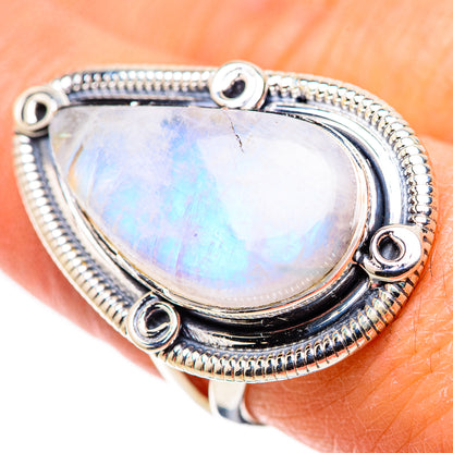 Rainbow Moonstone Rings handcrafted by Ana Silver Co - RING133625