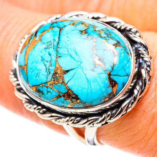 Blue Copper Composite Turquoise Rings handcrafted by Ana Silver Co - RING133637