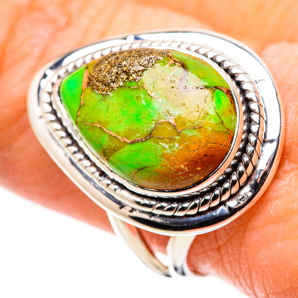 Green Copper Composite Turquoise Rings handcrafted by Ana Silver Co - RING133640