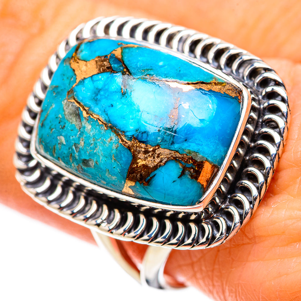 Blue Copper Composite Turquoise Rings handcrafted by Ana Silver Co - RING133665