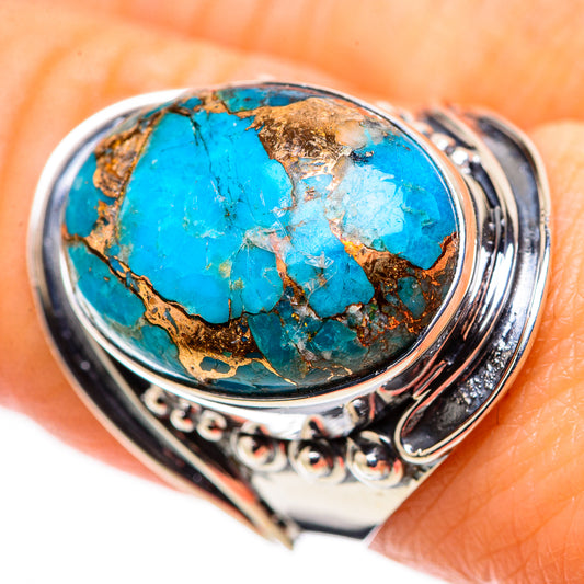 Blue Copper Composite Turquoise Rings handcrafted by Ana Silver Co - RING133667