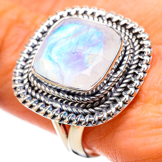 Rainbow Moonstone Rings handcrafted by Ana Silver Co - RING133686