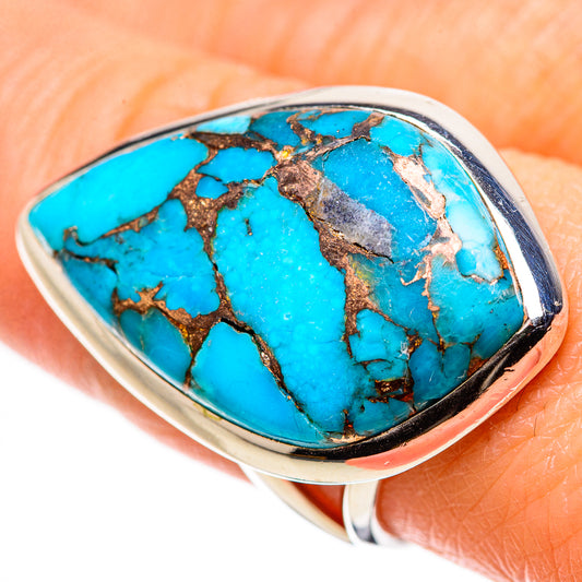 Blue Copper Composite Turquoise Rings handcrafted by Ana Silver Co - RING133691
