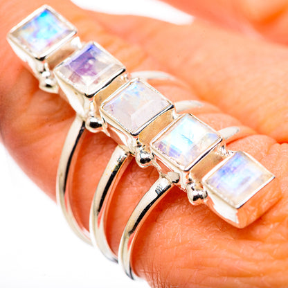 Rainbow Moonstone Rings handcrafted by Ana Silver Co - RING133713