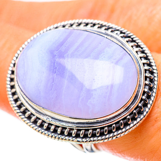 Blue Lace Agate Rings handcrafted by Ana Silver Co - RING133716