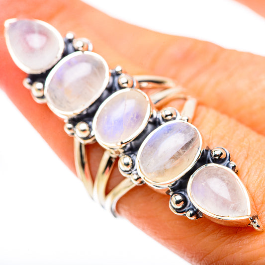 Rainbow Moonstone Rings handcrafted by Ana Silver Co - RING133743