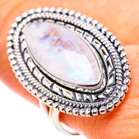 Rainbow Moonstone Rings handcrafted by Ana Silver Co - RING133745