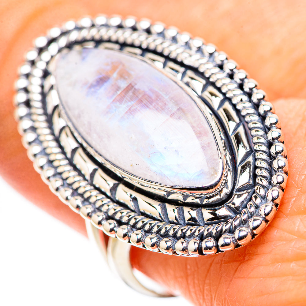 Rainbow Moonstone Rings handcrafted by Ana Silver Co - RING133745