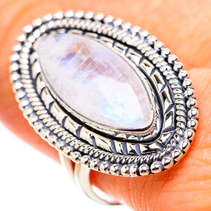 Rainbow Moonstone Rings handcrafted by Ana Silver Co - RING133745