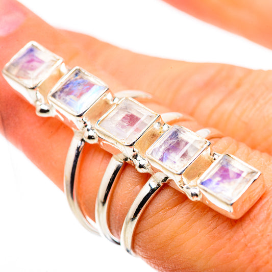 Rainbow Moonstone Rings handcrafted by Ana Silver Co - RING133747