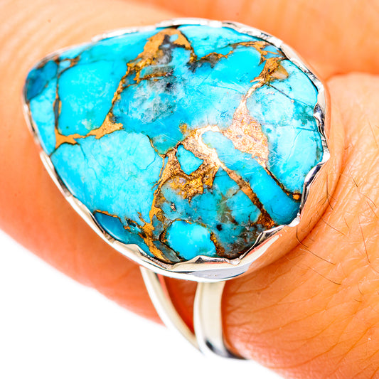 Blue Copper Composite Turquoise Rings handcrafted by Ana Silver Co - RING133760