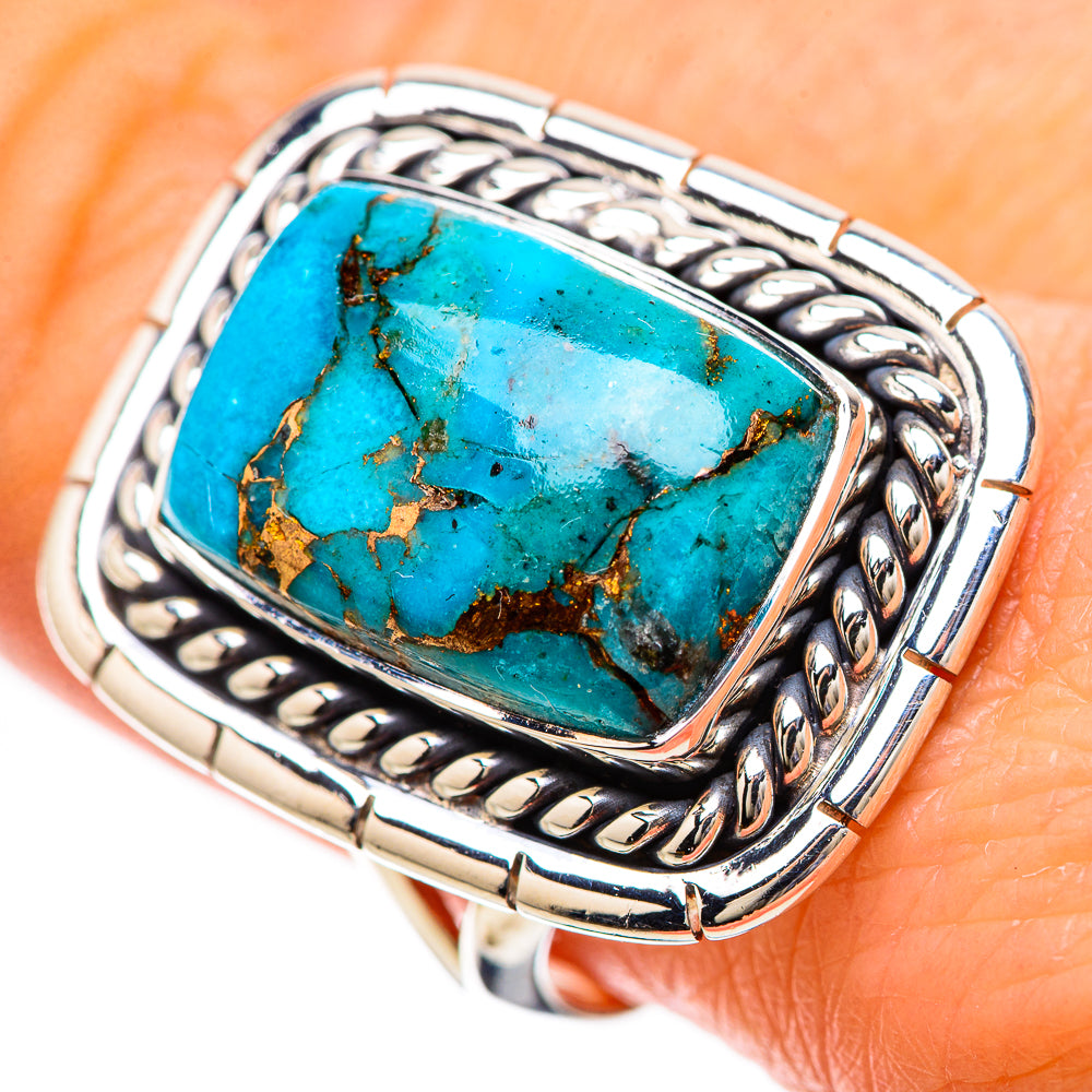Blue Copper Composite Turquoise Rings handcrafted by Ana Silver Co - RING133766