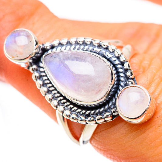 Rainbow Moonstone Rings handcrafted by Ana Silver Co - RING133785
