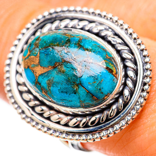 Blue Copper Composite Turquoise Rings handcrafted by Ana Silver Co - RING133796