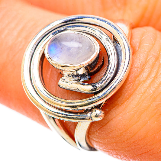 Rainbow Moonstone Rings handcrafted by Ana Silver Co - RING133815