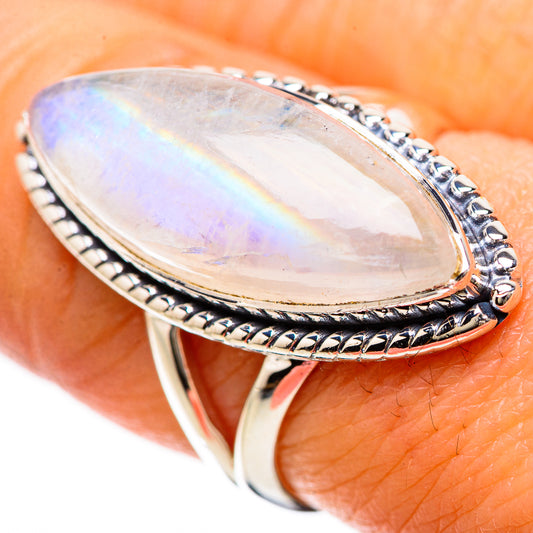 Rainbow Moonstone Rings handcrafted by Ana Silver Co - RING133816