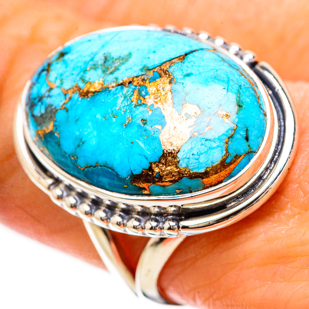 Blue Copper Composite Turquoise Rings handcrafted by Ana Silver Co - RING133827