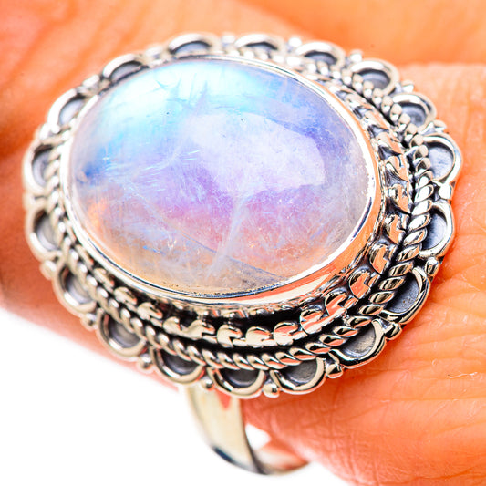 Rainbow Moonstone Rings handcrafted by Ana Silver Co - RING133842