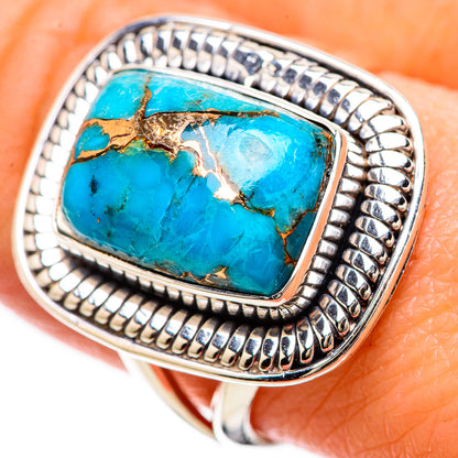 Blue Copper Composite Turquoise Rings handcrafted by Ana Silver Co - RING133853