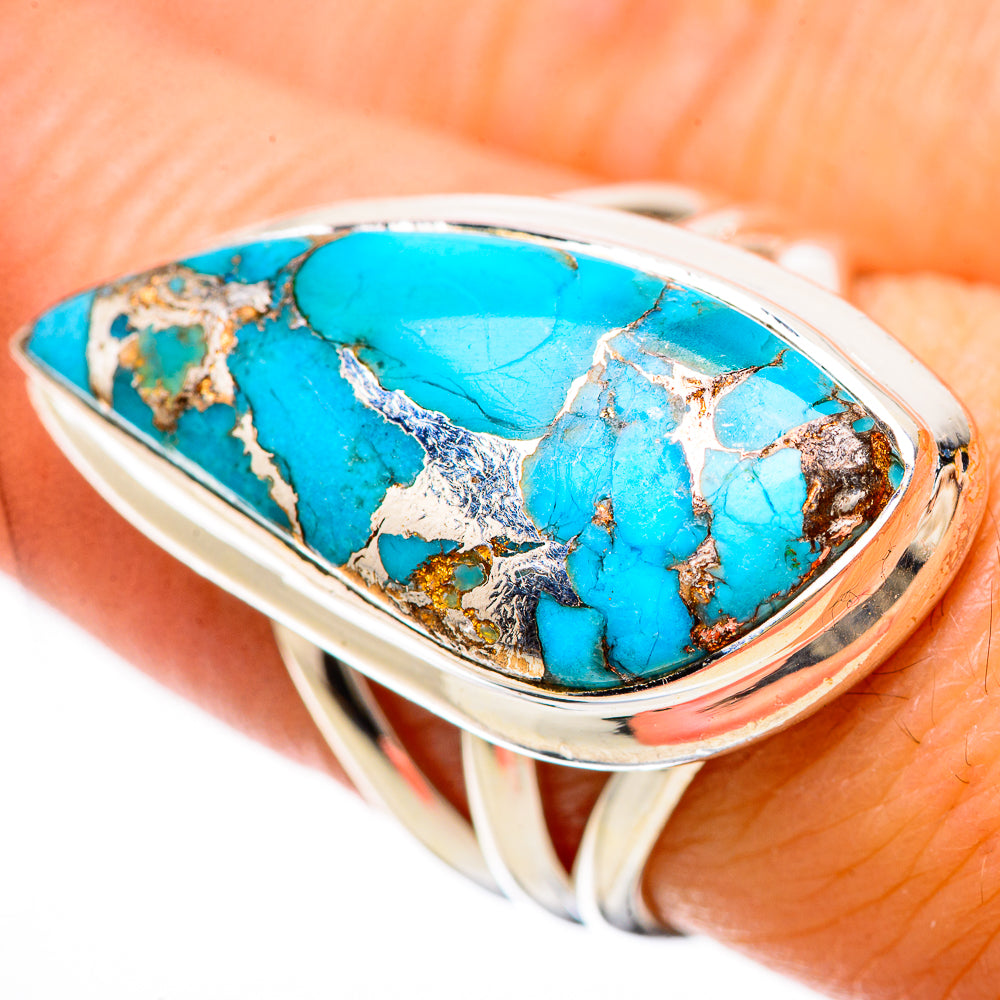 Blue Copper Composite Turquoise Rings handcrafted by Ana Silver Co - RING133858