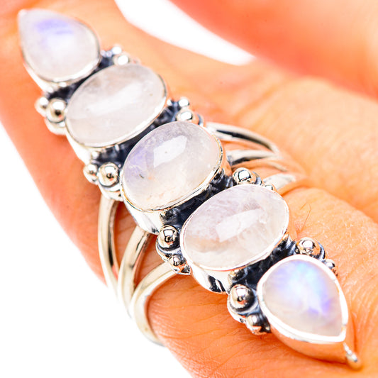 Rainbow Moonstone Rings handcrafted by Ana Silver Co - RING133879