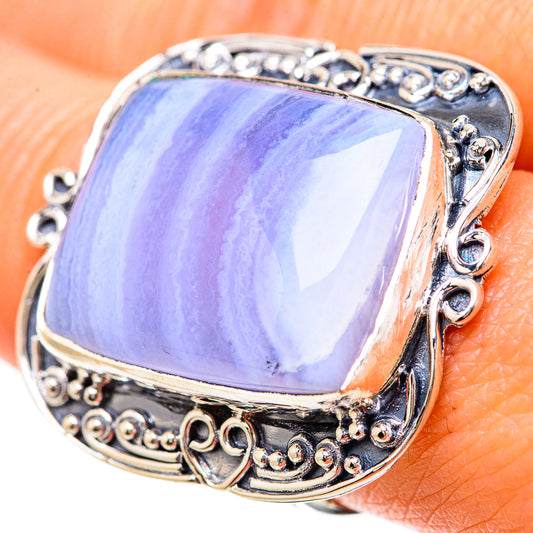 Blue Lace Agate Rings handcrafted by Ana Silver Co - RING133904