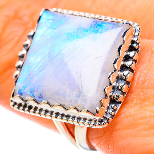 Rainbow Moonstone Rings handcrafted by Ana Silver Co - RING133905