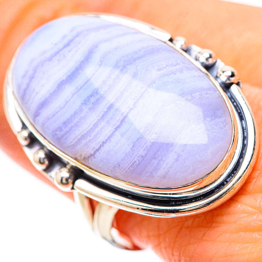 Blue Lace Agate Rings handcrafted by Ana Silver Co - RING133928