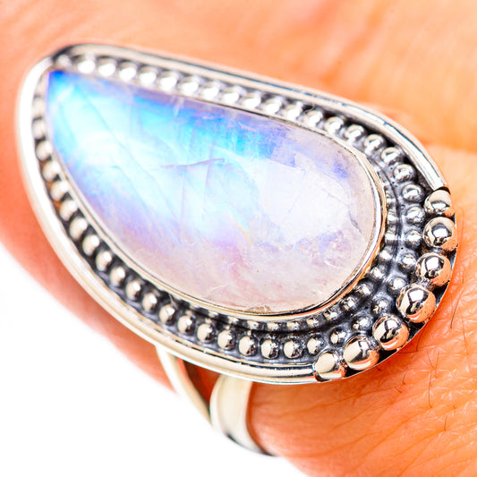 Rainbow Moonstone Rings handcrafted by Ana Silver Co - RING133929