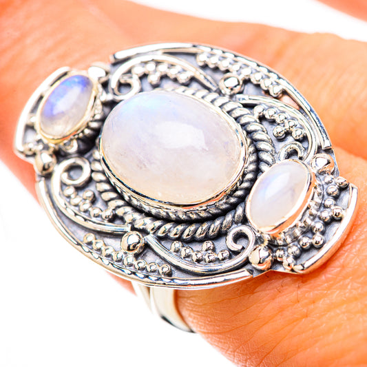 Rainbow Moonstone Rings handcrafted by Ana Silver Co - RING133930