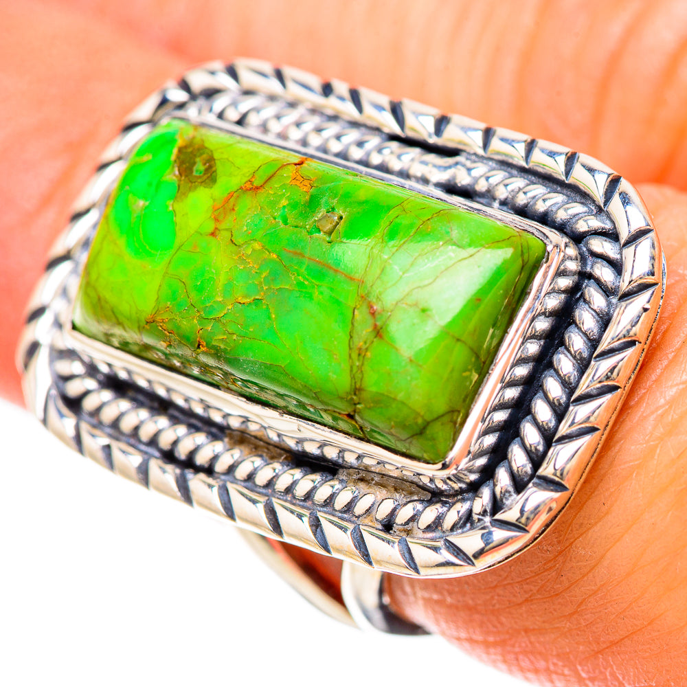 Green Copper Composite Turquoise Rings handcrafted by Ana Silver Co - RING133939