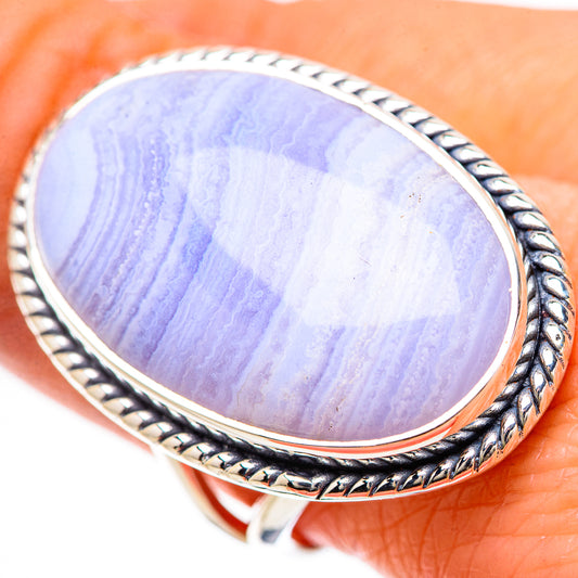 Blue Lace Agate Rings handcrafted by Ana Silver Co - RING133948