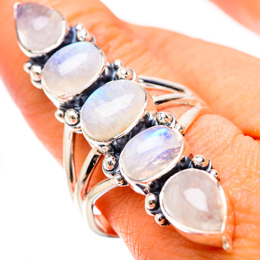 Rainbow Moonstone Rings handcrafted by Ana Silver Co - RING133949