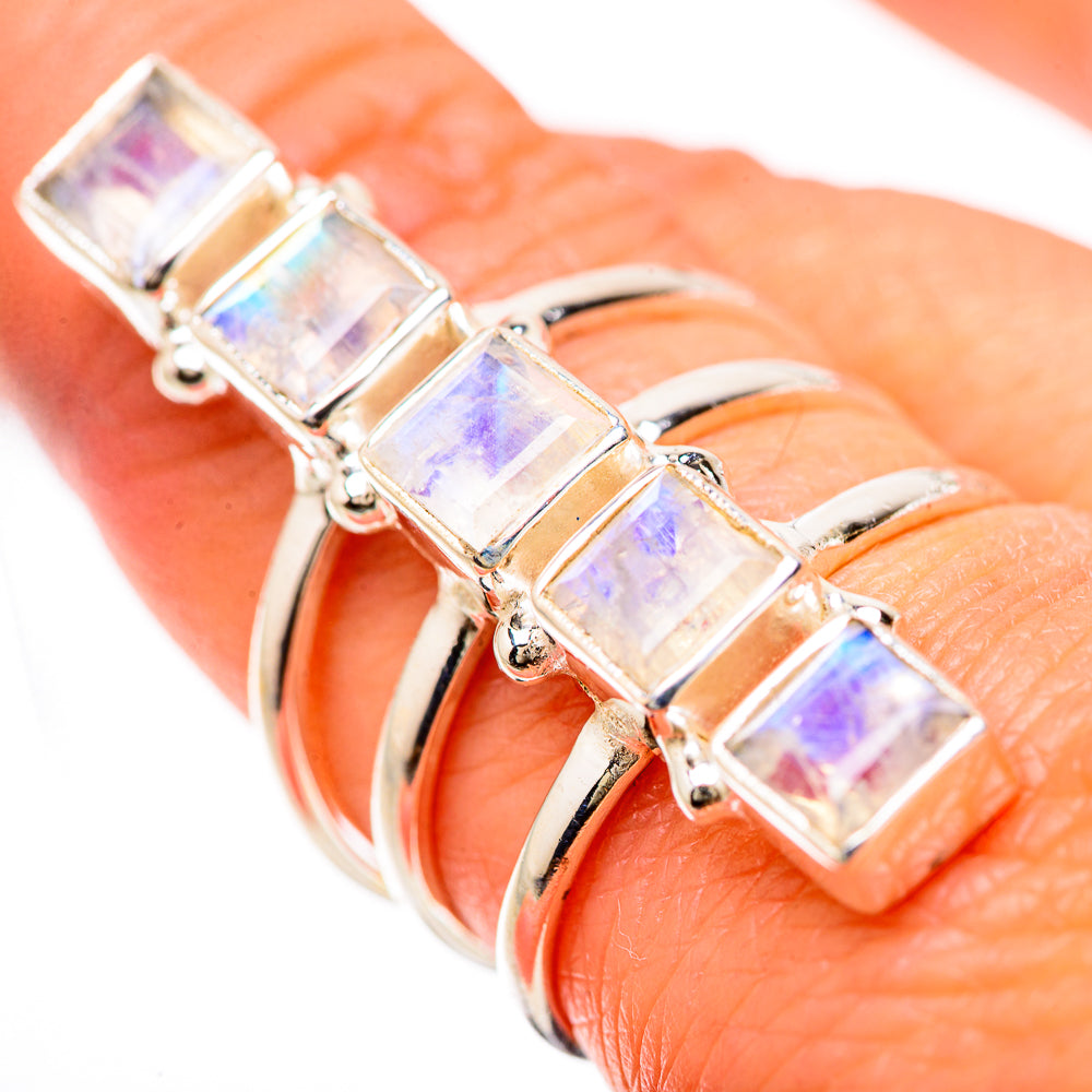 Rainbow Moonstone Rings handcrafted by Ana Silver Co - RING133950