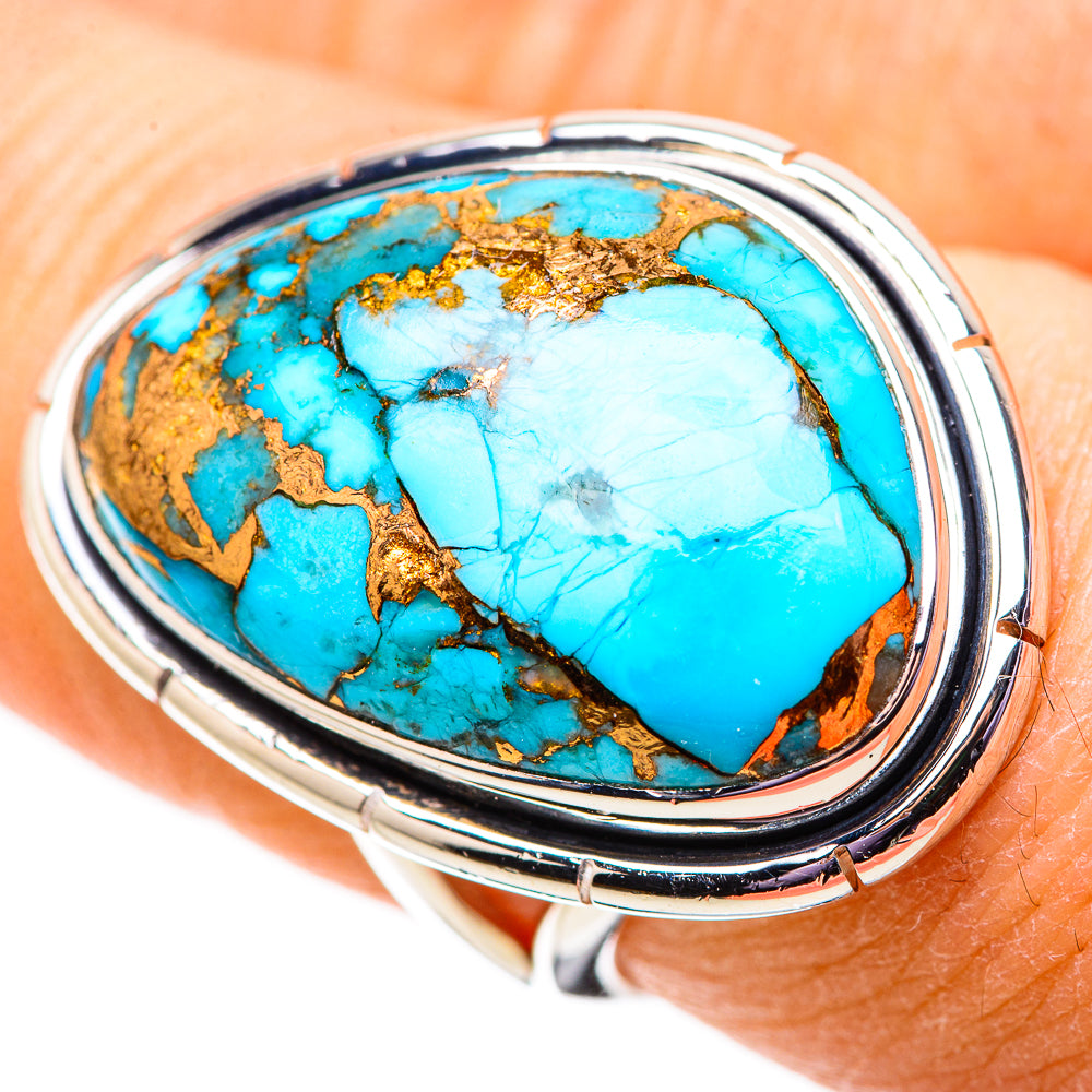 Blue Copper Composite Turquoise Rings handcrafted by Ana Silver Co - RING133963