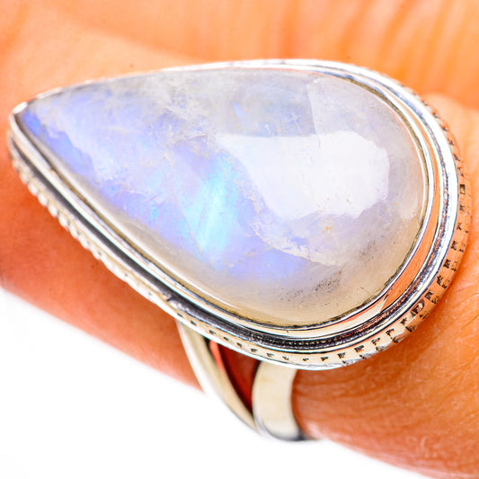 Rainbow Moonstone Rings handcrafted by Ana Silver Co - RING133979