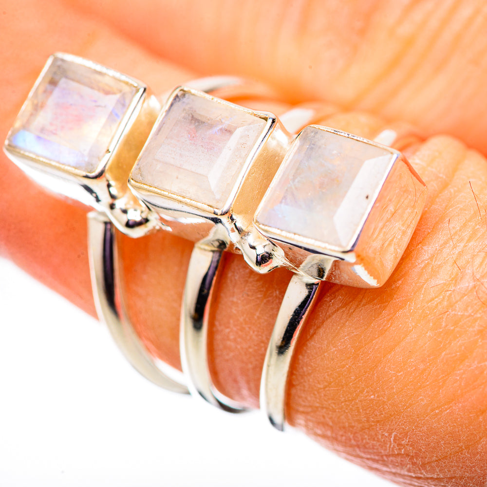 Rainbow Moonstone Rings handcrafted by Ana Silver Co - RING133980
