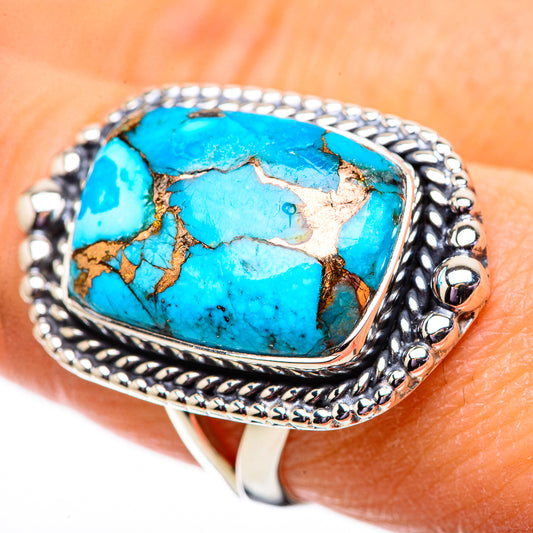 Blue Copper Composite Turquoise Rings handcrafted by Ana Silver Co - RING133990