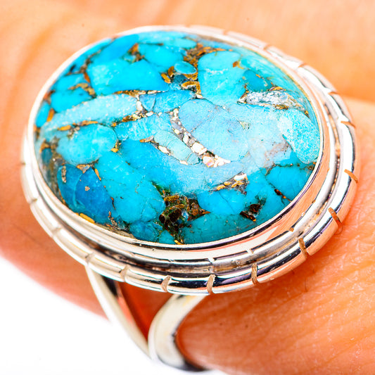 Blue Copper Composite Turquoise Rings handcrafted by Ana Silver Co - RING133994