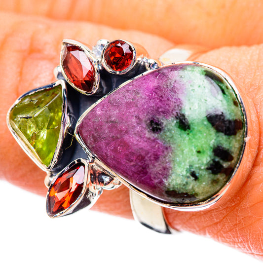 Ruby Zoisite Rings handcrafted by Ana Silver Co - RING134009